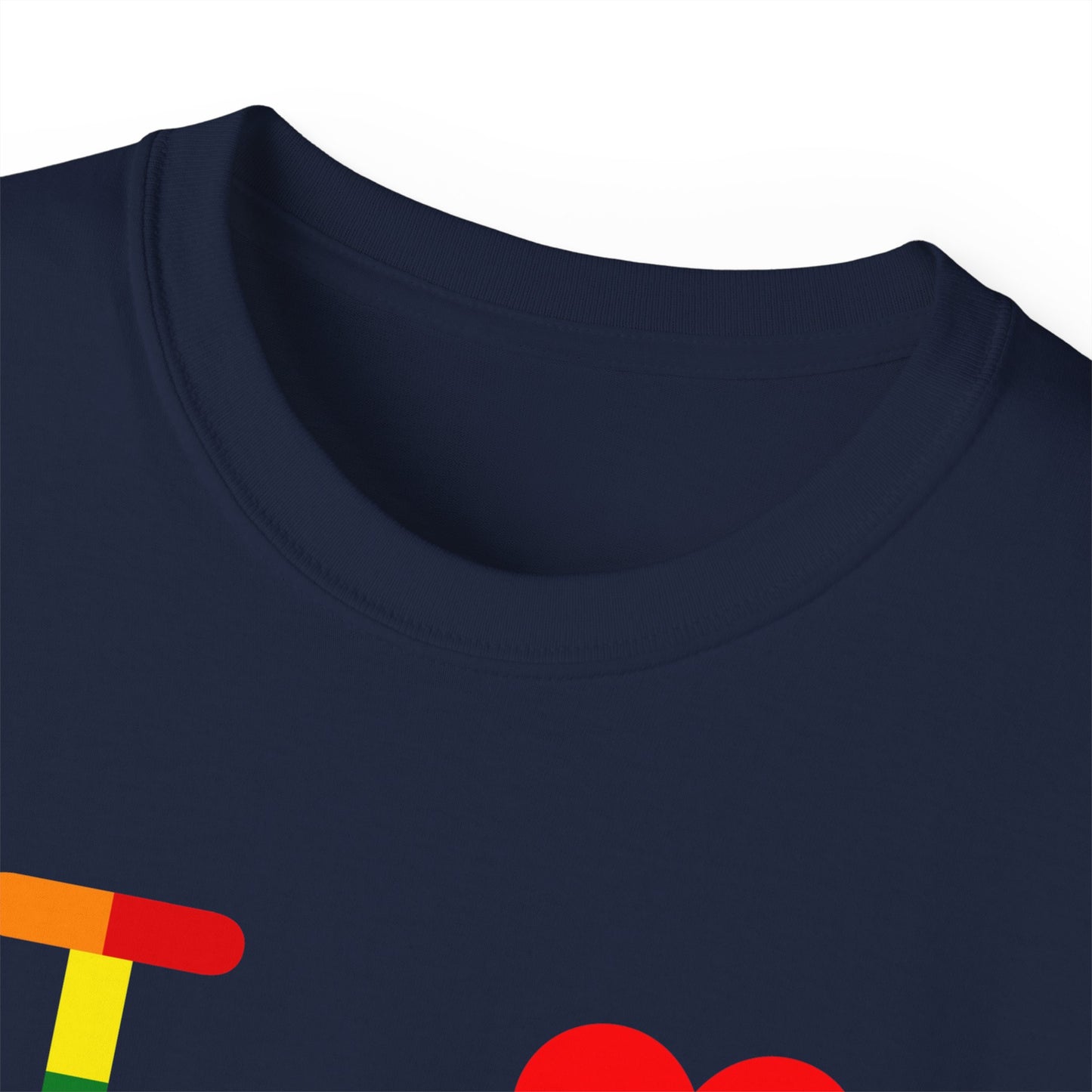 I Luv LongD positive horizontal striped Chicago logo cotton tee (Pride colors)