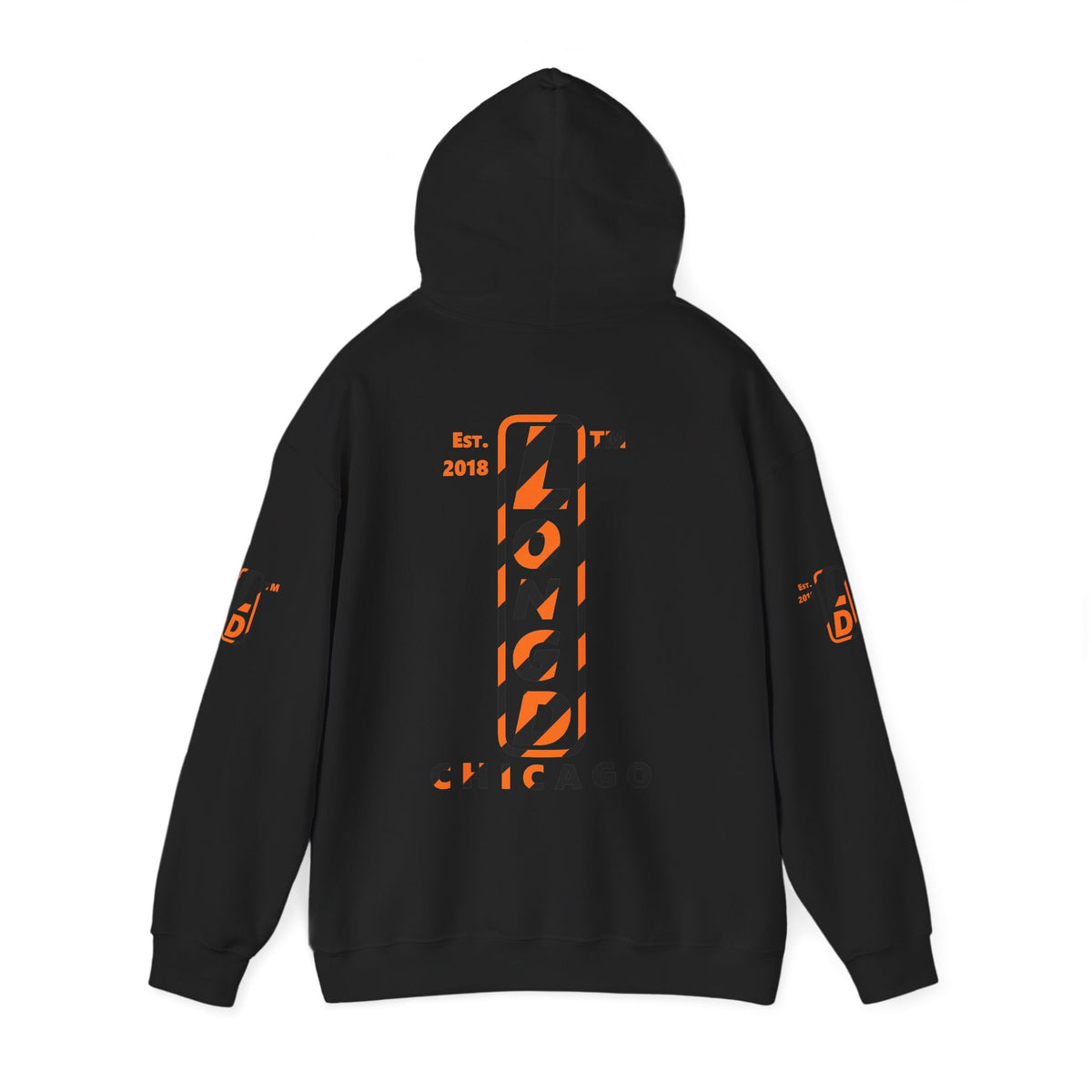 LongD Chicago positive upright pixel-weighted 12-striped 4-print logo (Halloween colors) hoodie