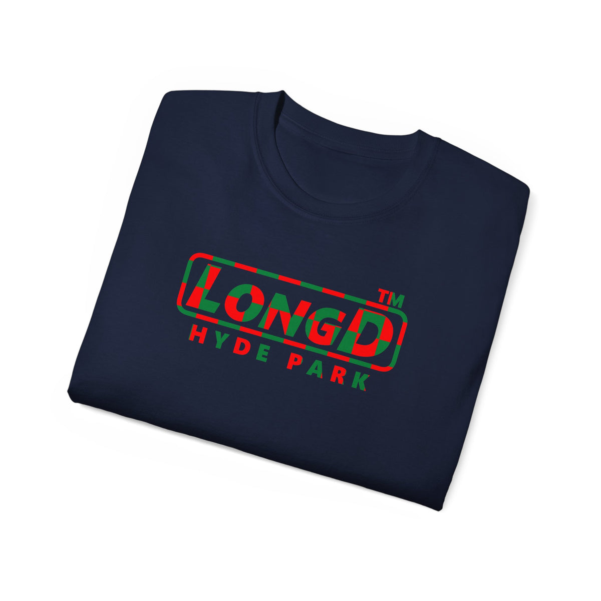LongD Hyde Park positive checkered logo (Xmas colors) cotton tee