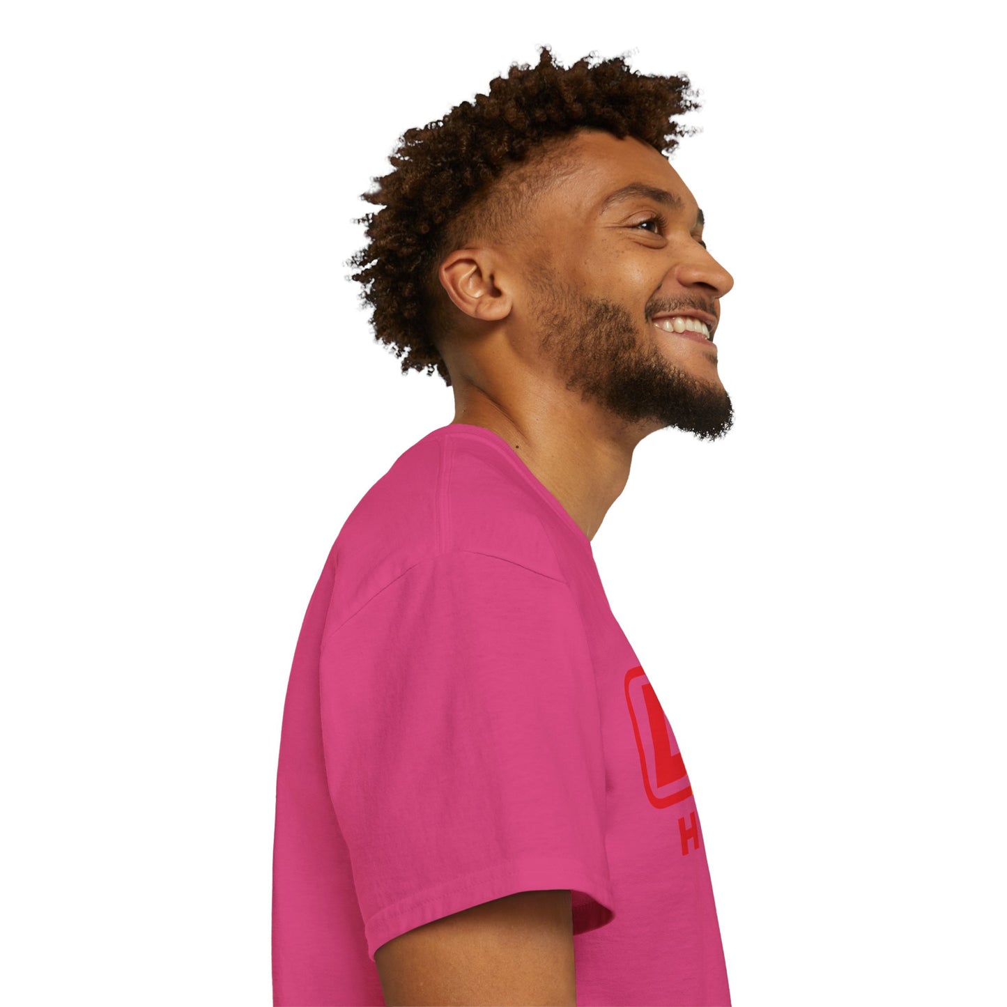 LongD positive vertical striped Hyde Park logo cotton tee (Pride colors)