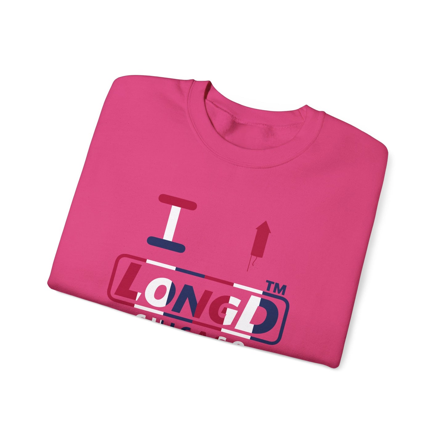 I firecracker LongD positive vertical 6-striped Chicago logo crewneck sweatshirt