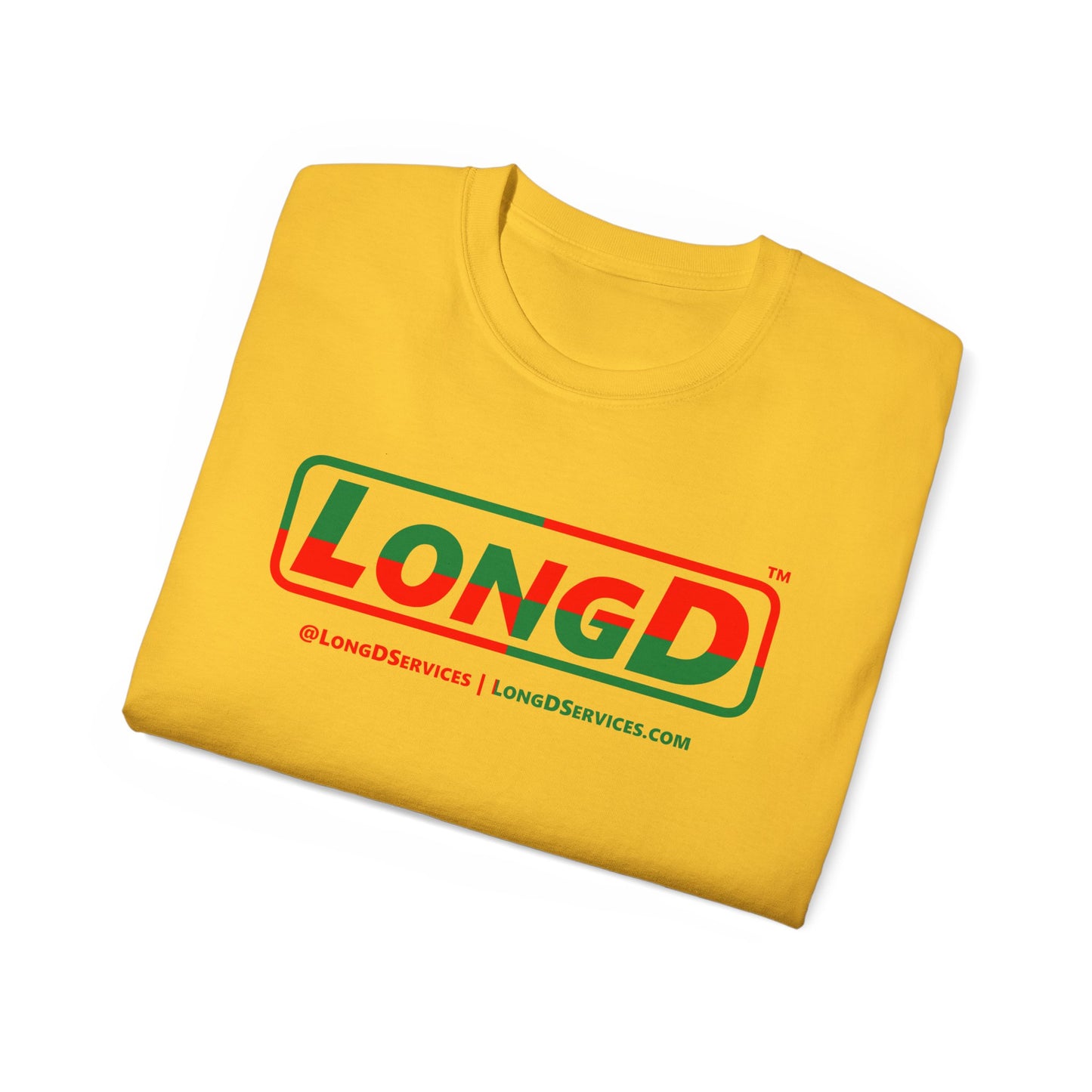 LongD Logo Cotton Tee (xmas green/red quarter split text)