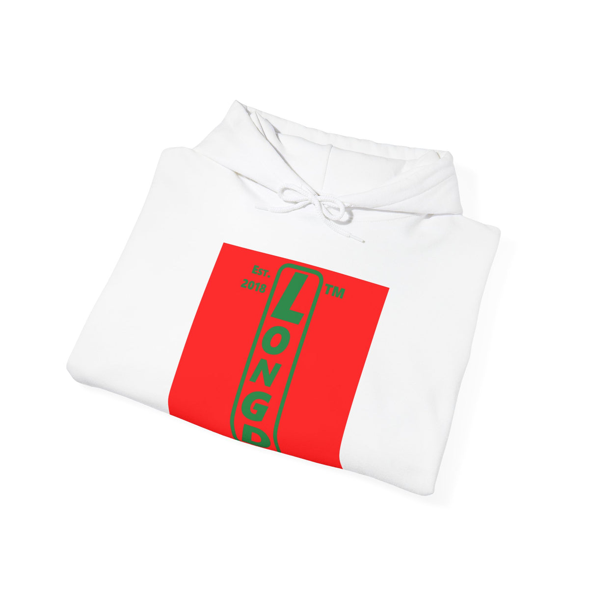 LongD Chicago upright logo positive green on negative red (Xmas colors) hoodie