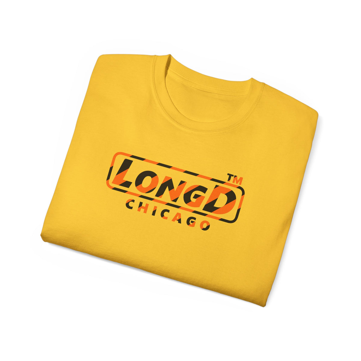 LongD Chicago positive 12-striped 4-print logo (Halloween colors) cotton tee