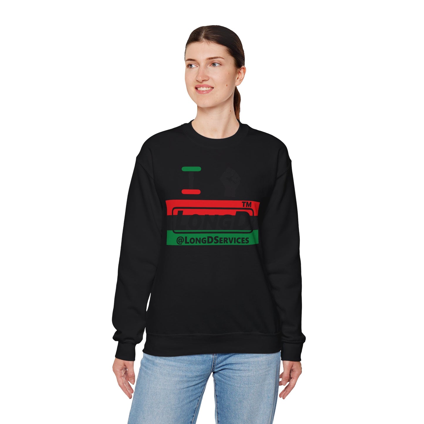 I fist LongD negative horizontal 3-striped tag logo crewneck sweatshirt