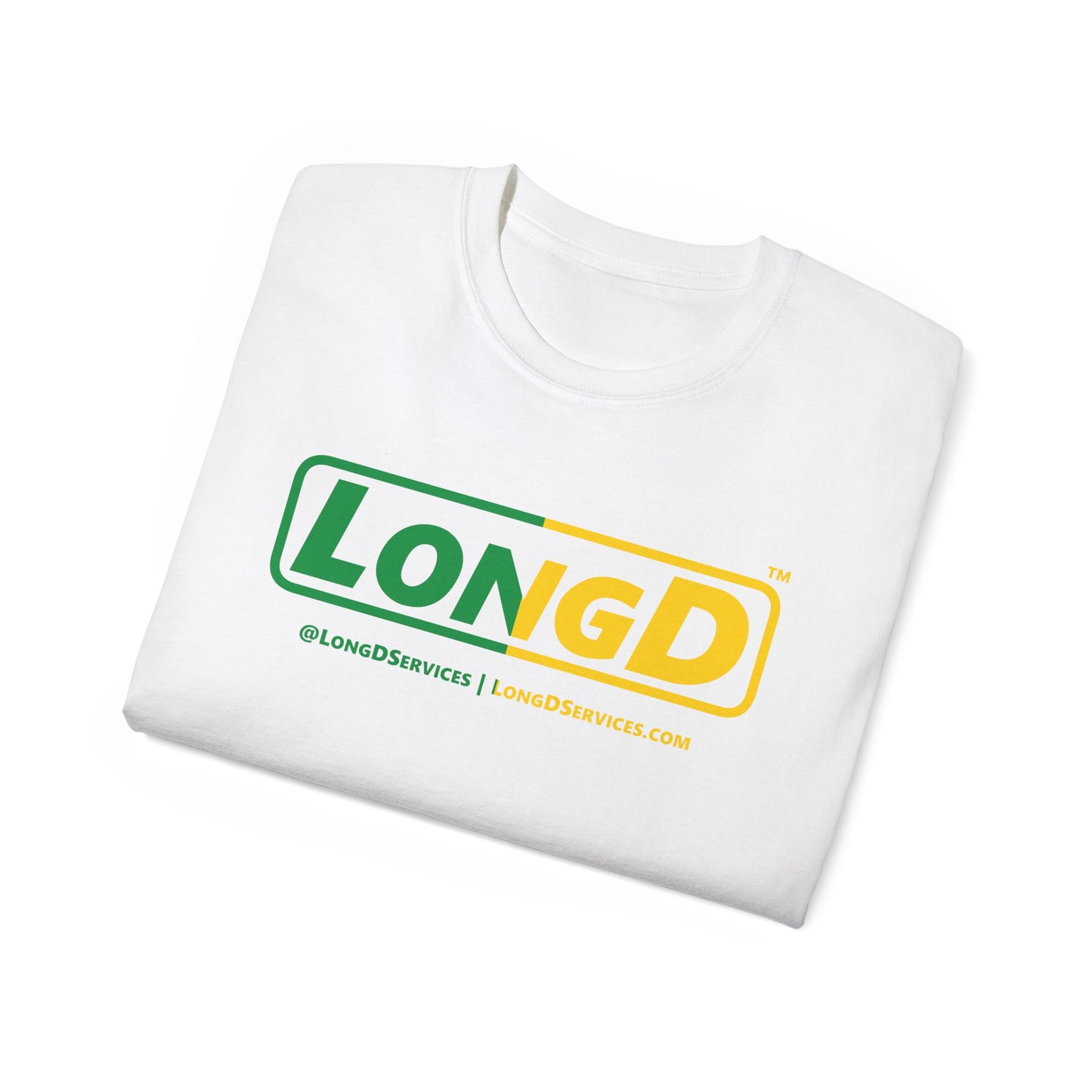 LongD® Logo Cotton Tee (St. Patrick's Day -Irish Green and Golden Yellow right-left split)