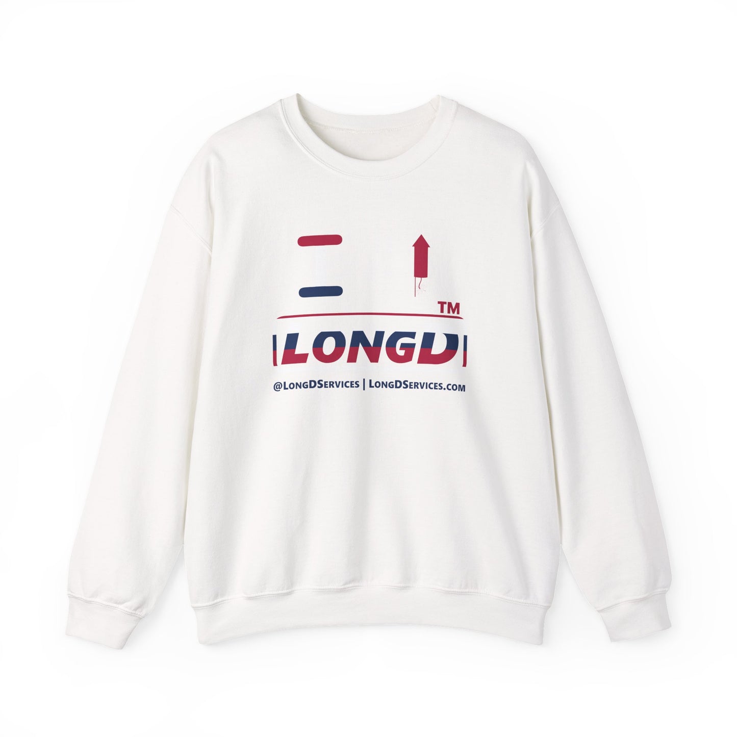 I firecracker LongD positive horizontal 6-striped tag-domain logo crewneck sweatshirt