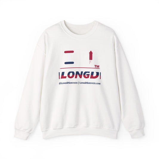 I firecracker LongD positive horizontal 6-striped tag-domain logo crewneck sweatshirt