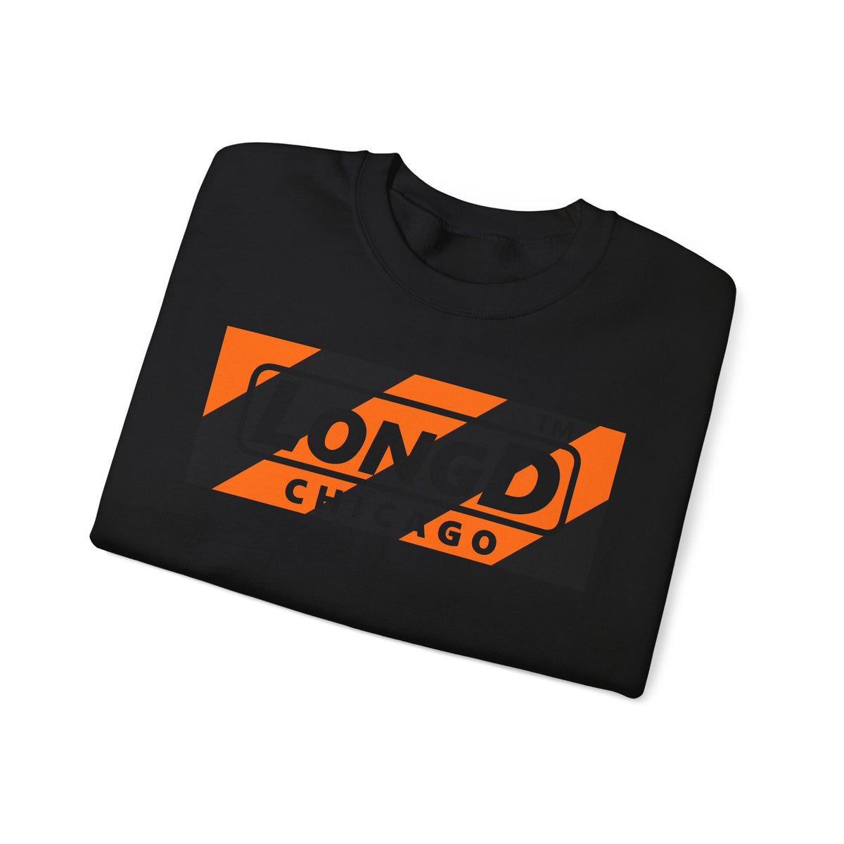 LongD Chicago negative diagonal 6-striped front-back logo (Halloween colors) crewneck sweatshirt