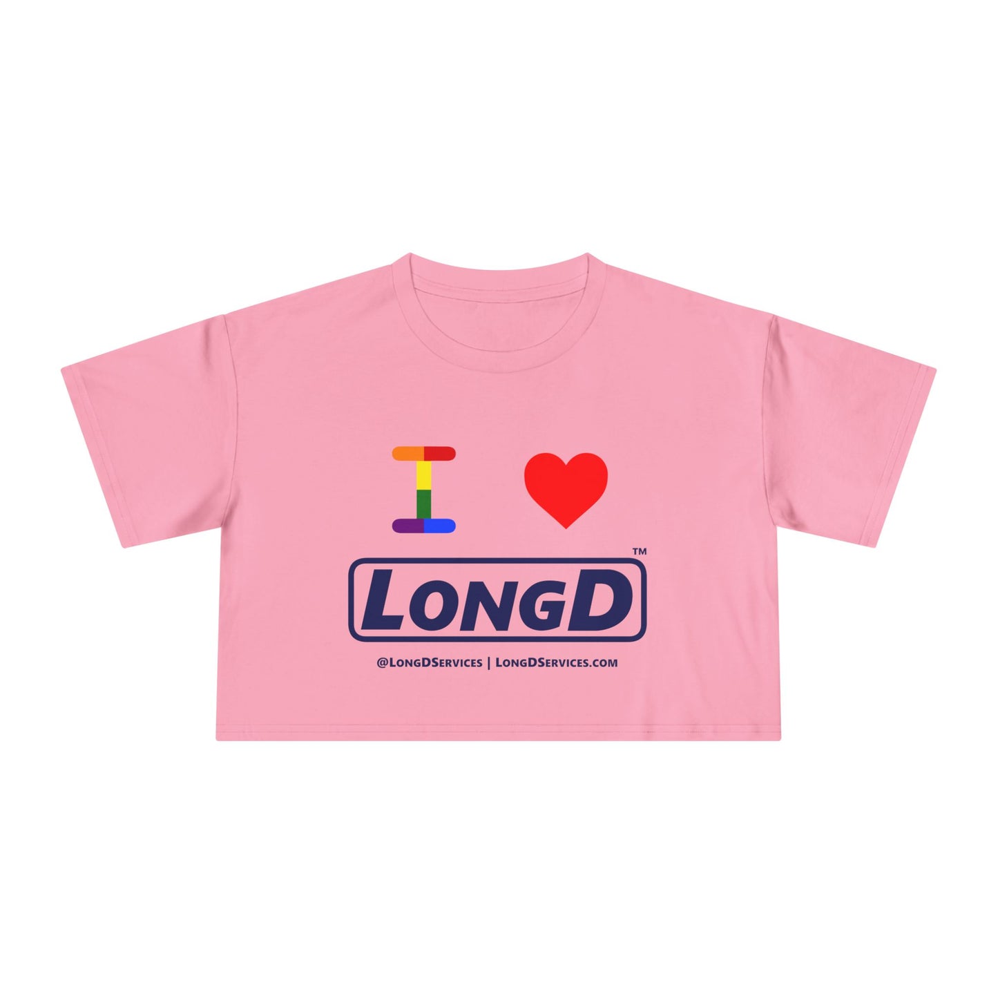 I Luv LongD Logo Women's Crop Tee (Official logo-Pride color rainbow "I")