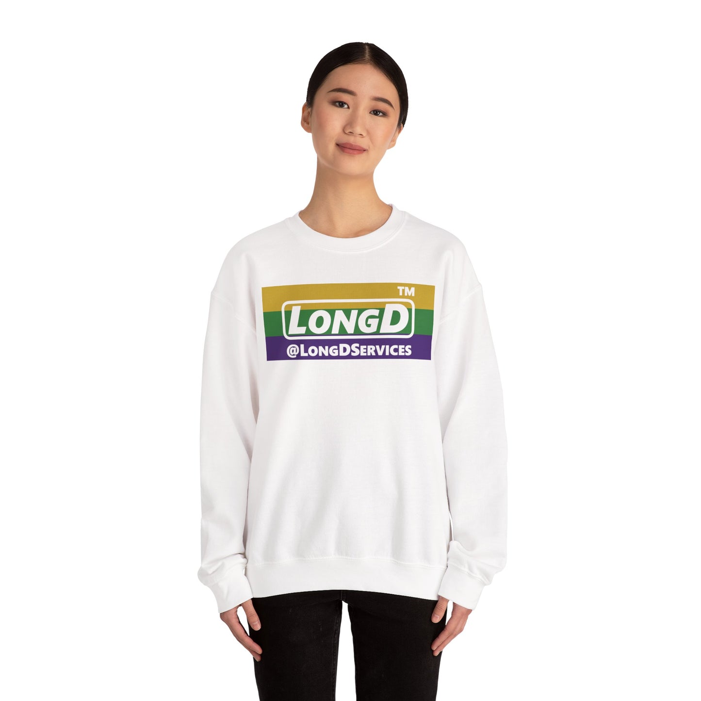 LongD negative striped Tag logo crewneck sweatshirt