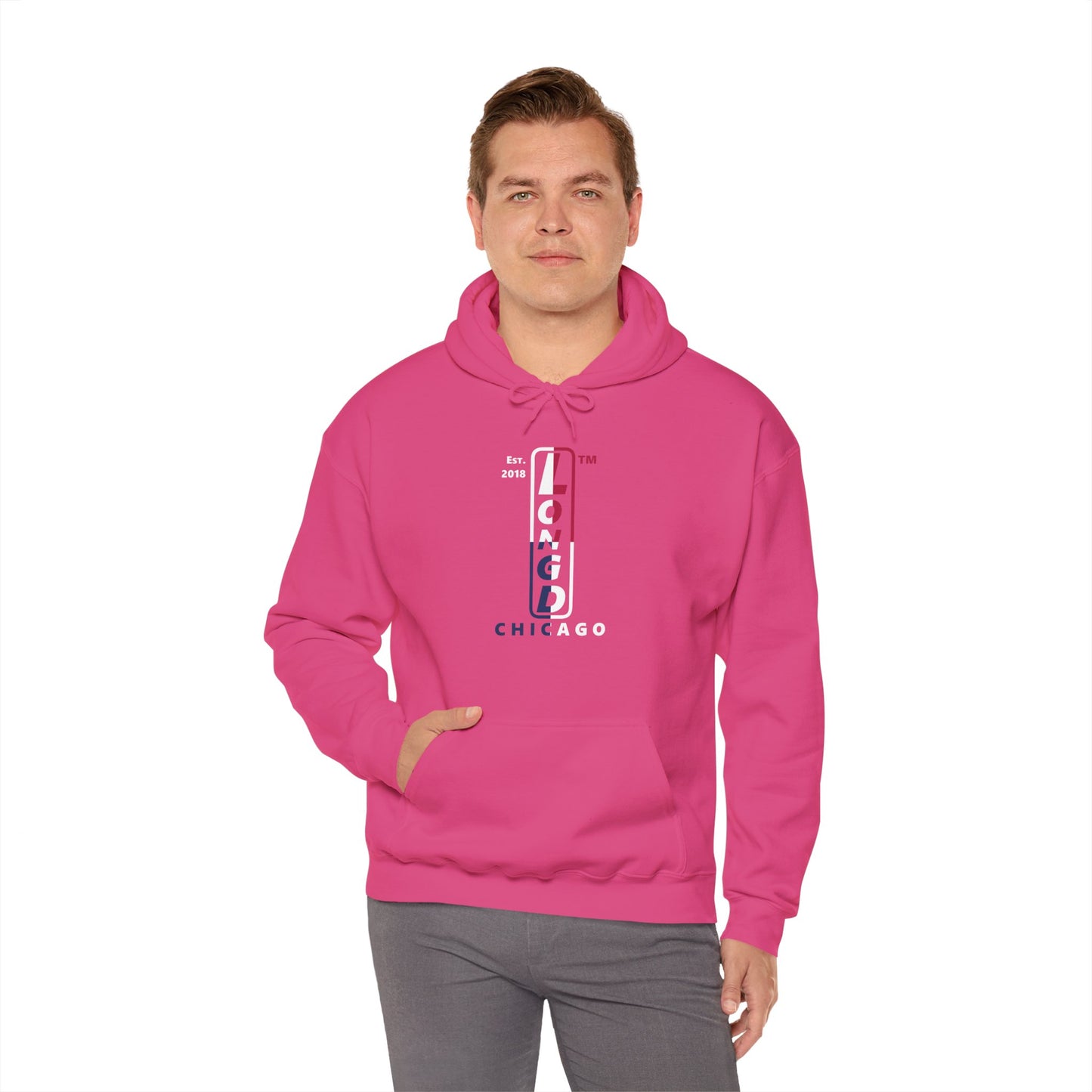 LongD® positive quarters upright Chicago logo hoodie