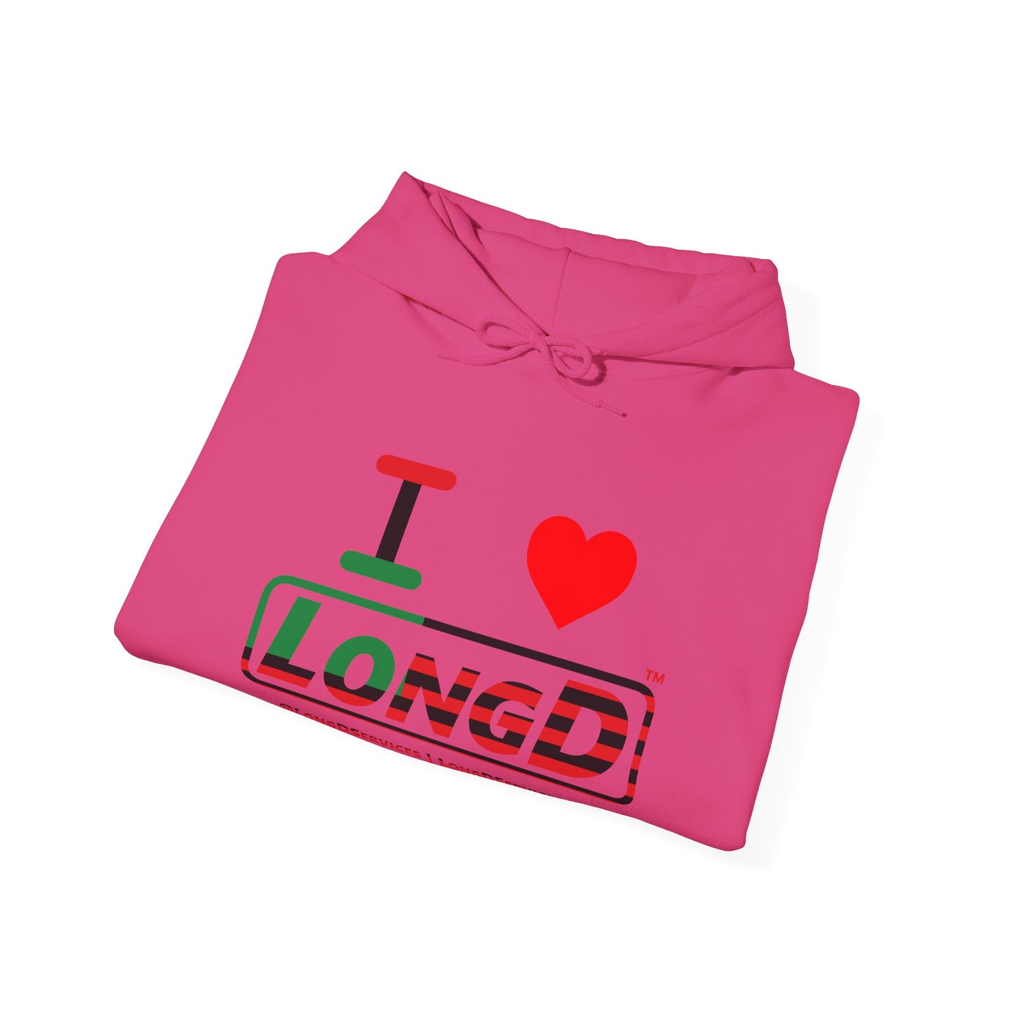 I Luv LongD® Logo Hoodie with Juneteenth positive flag