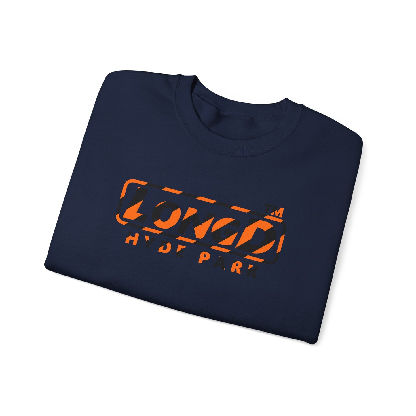 LongD Hyde Park positive 12-striped 4-print logo (Halloween colors) crewneck sweatshirt