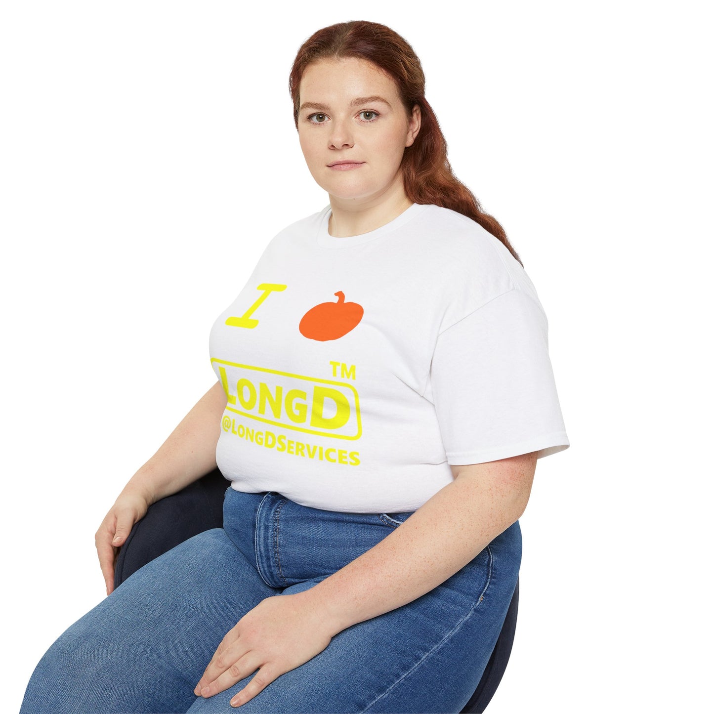 I Pumpkin LongD® Logo Cotton Tee positive yellow basic tag logo