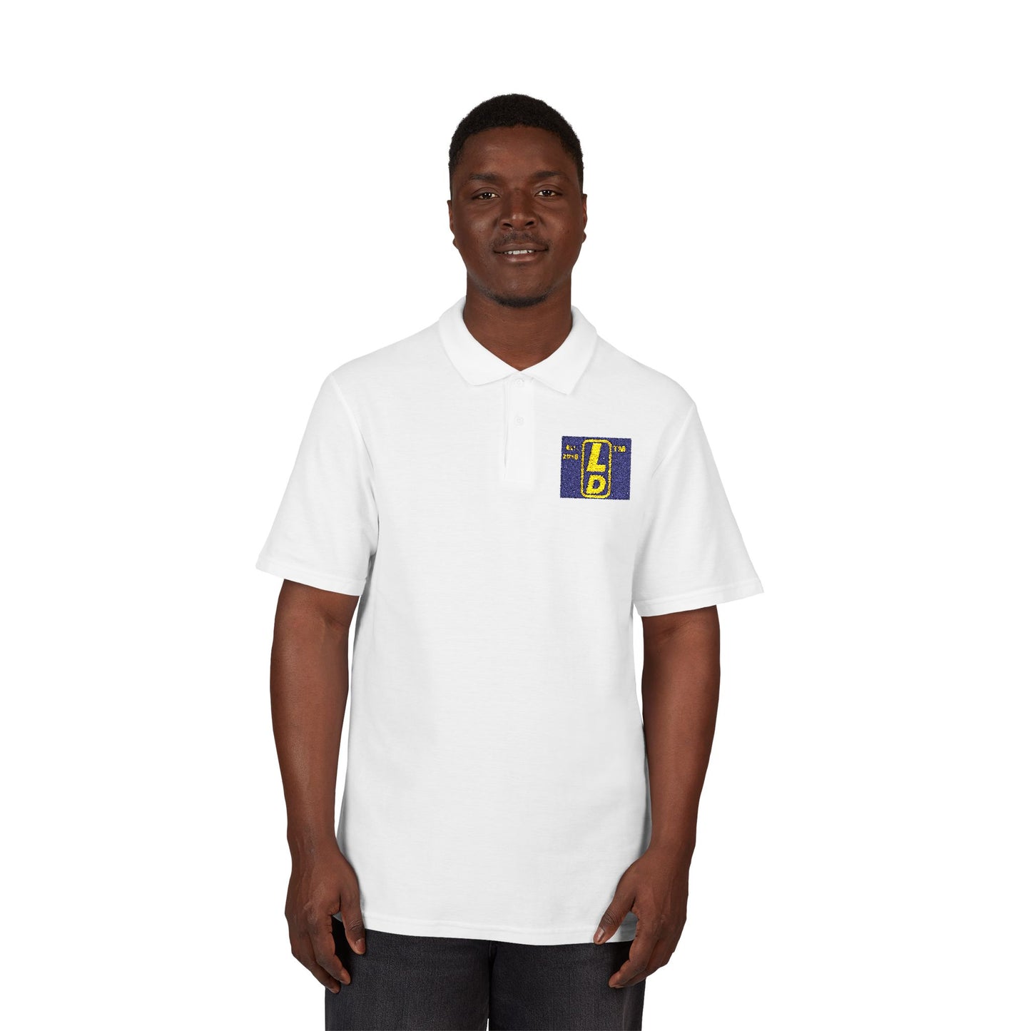 Embroidered LongD reverse official logo upright initials polo shirt