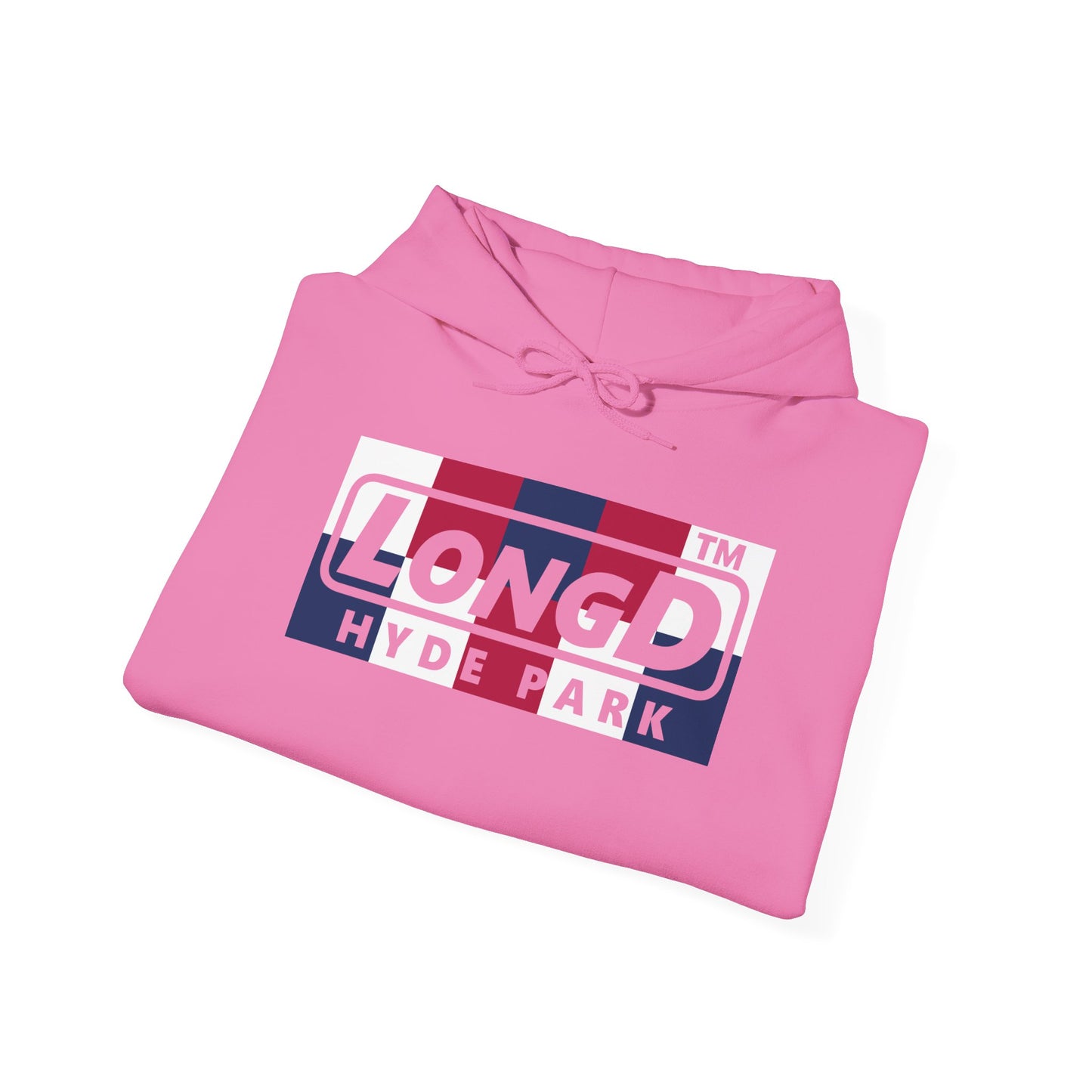 LongD® negative 2x5 Hyde Park logo hoodie (patriotic colors)