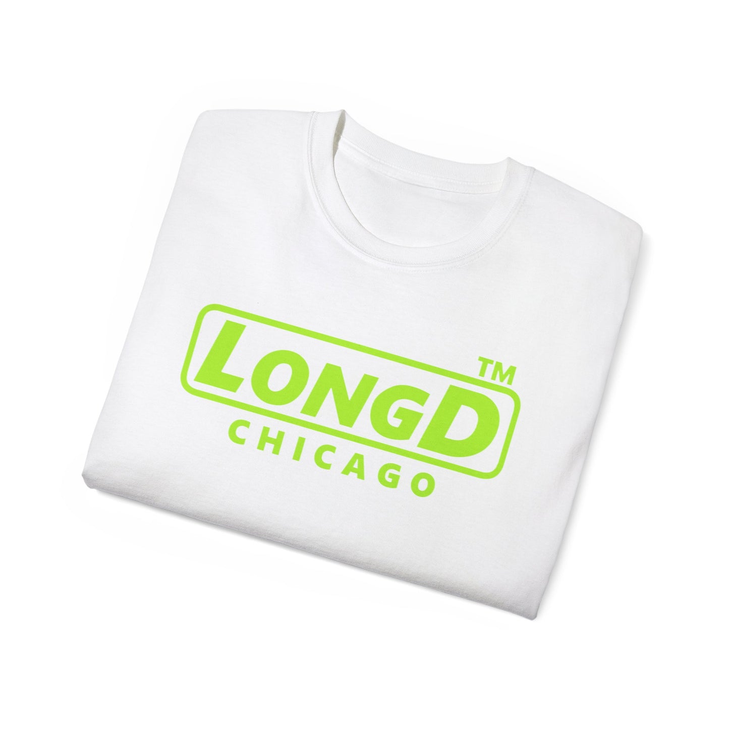 LongD® positive lime green Chicago Logo Cotton Tee