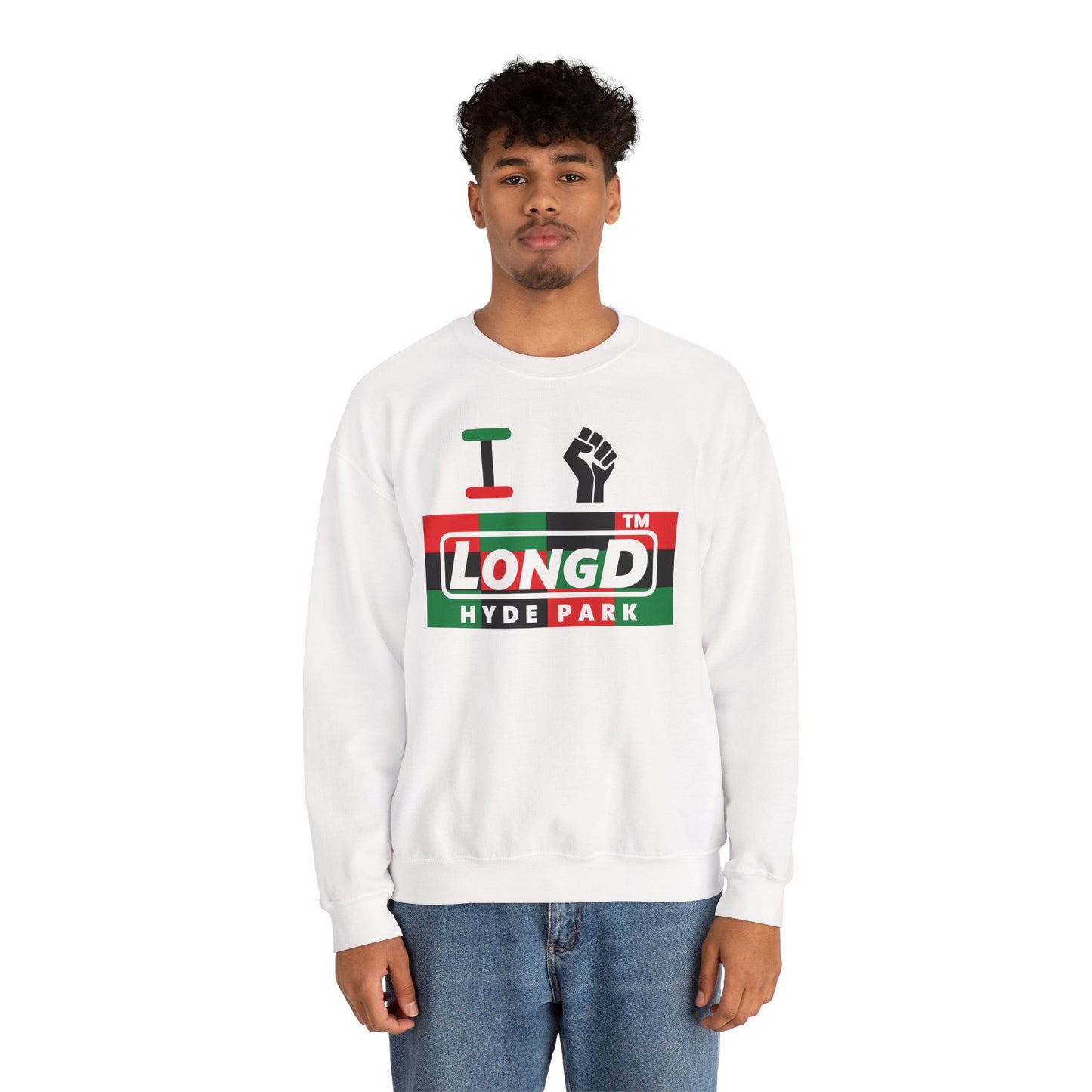 I fist LongD negative 3x4 Hyde Park logo crewneck sweatshirt