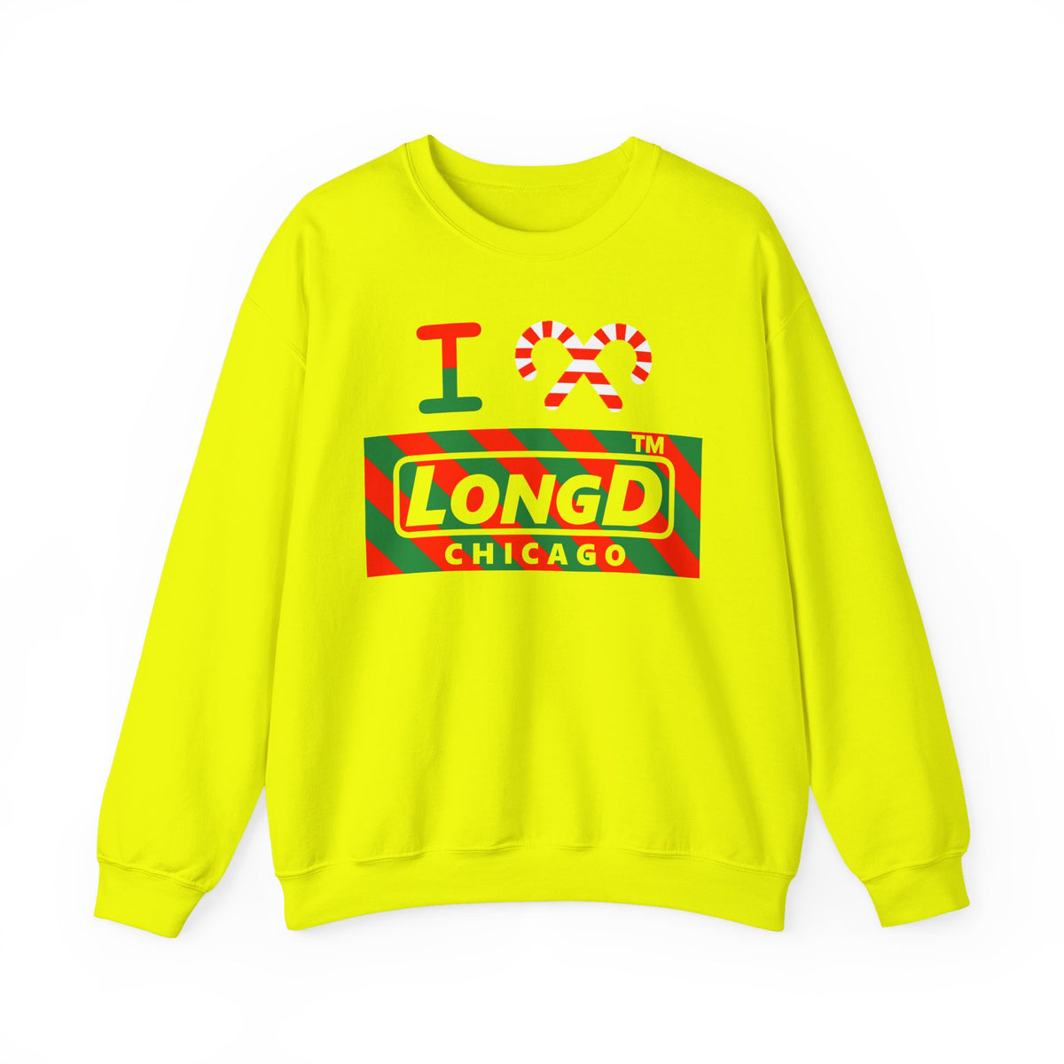 I candy cane LongD Chicago negative 12-striped logo crewneck sweatshirt
