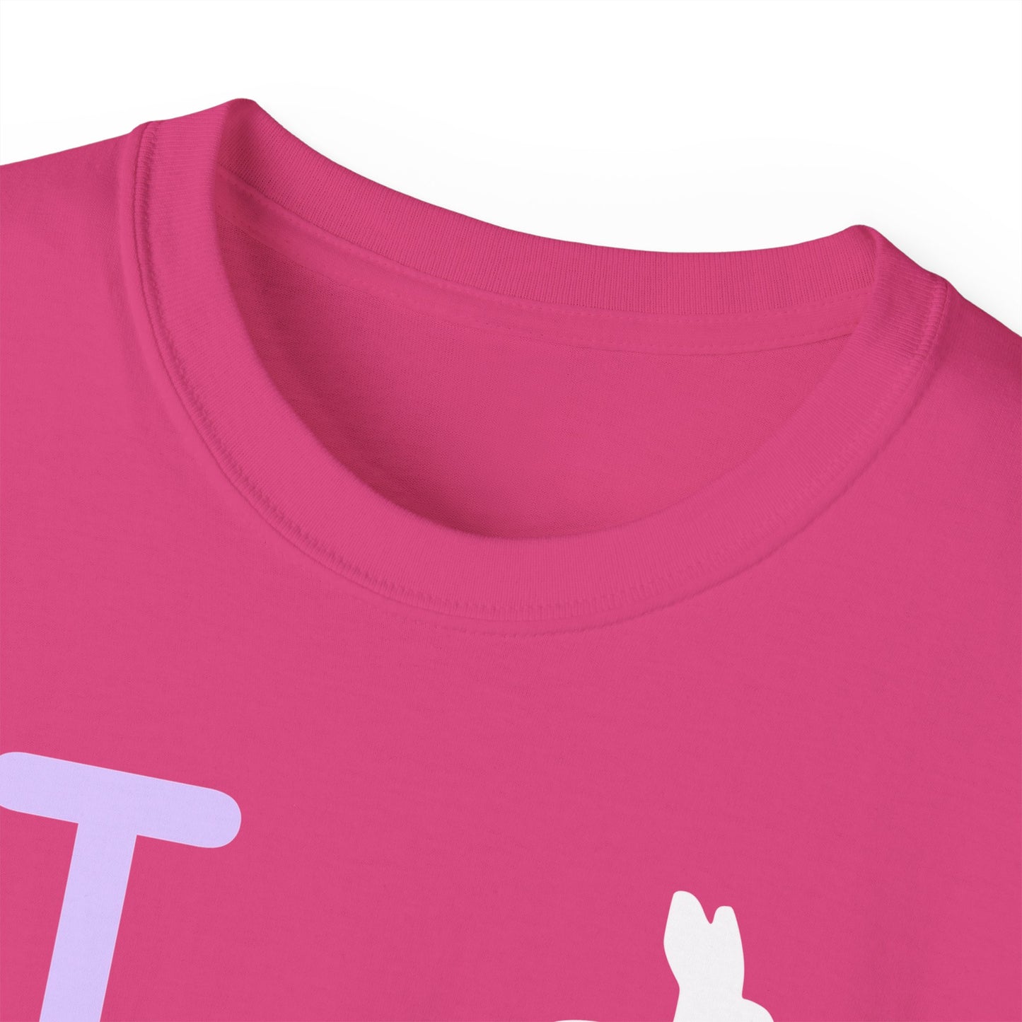 I Bunny LongD® Logo Cotton Tee Easter pastel purple negative text (white Easter Bunny)