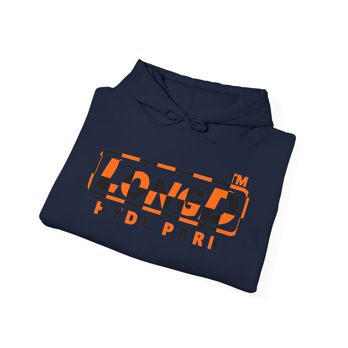 LongD Hyde Park positive checkered logo (Halloween colors) hoodie