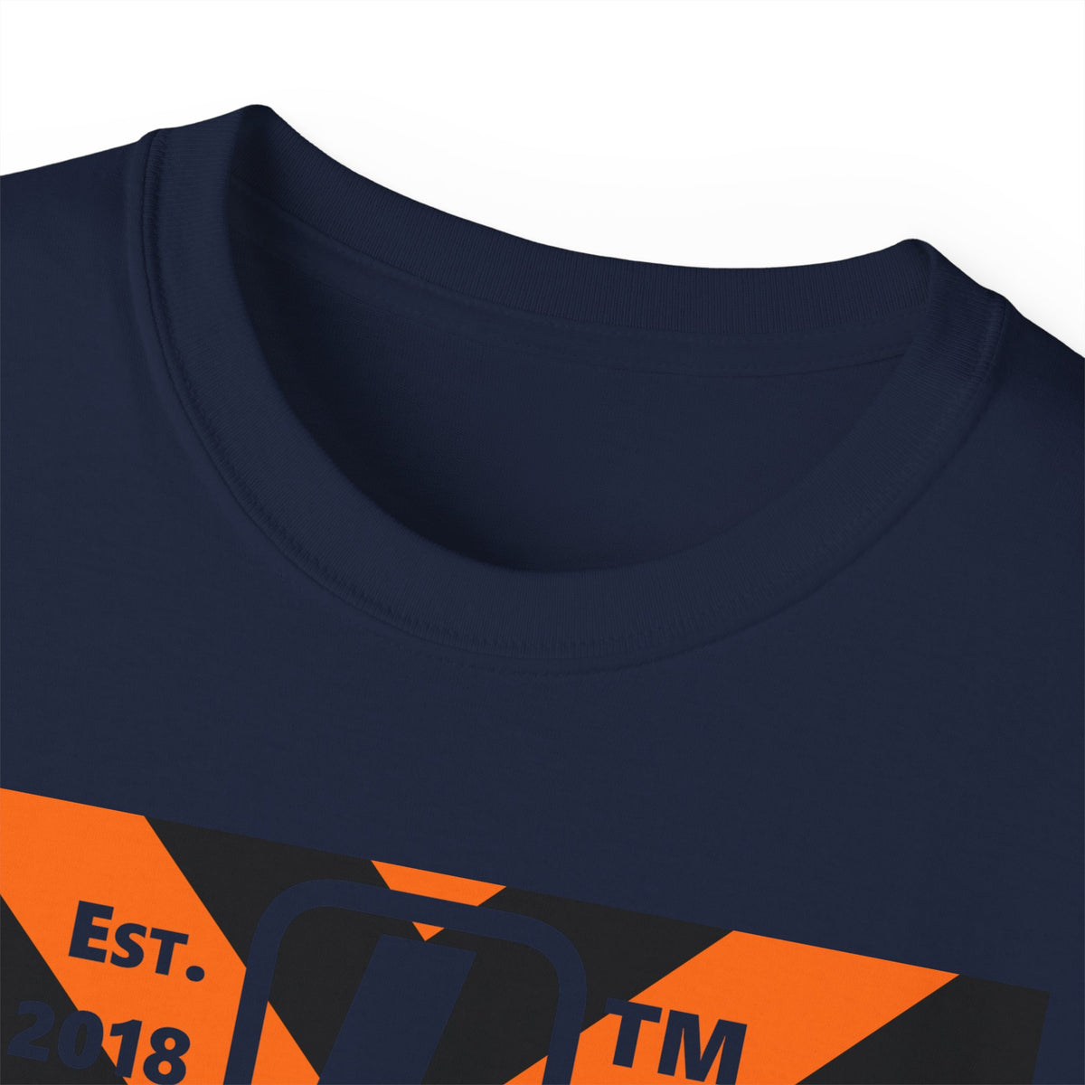 LongD Hyde Park negative upright downward chevron logo (Halloween colors) cotton tee