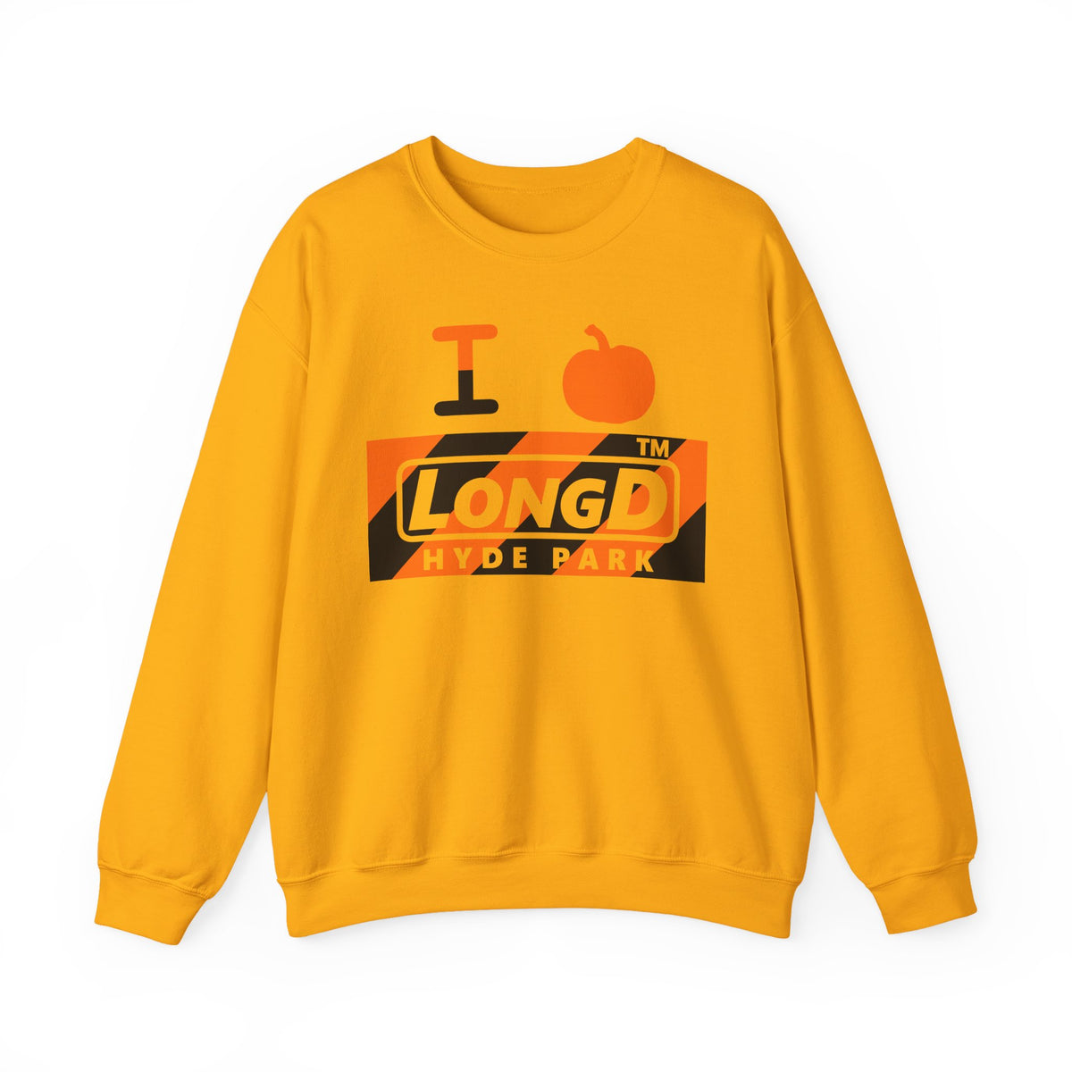 I pumpkin LongD Hyde Park negative diagonal 6-striped logo crewneck sweatshirt