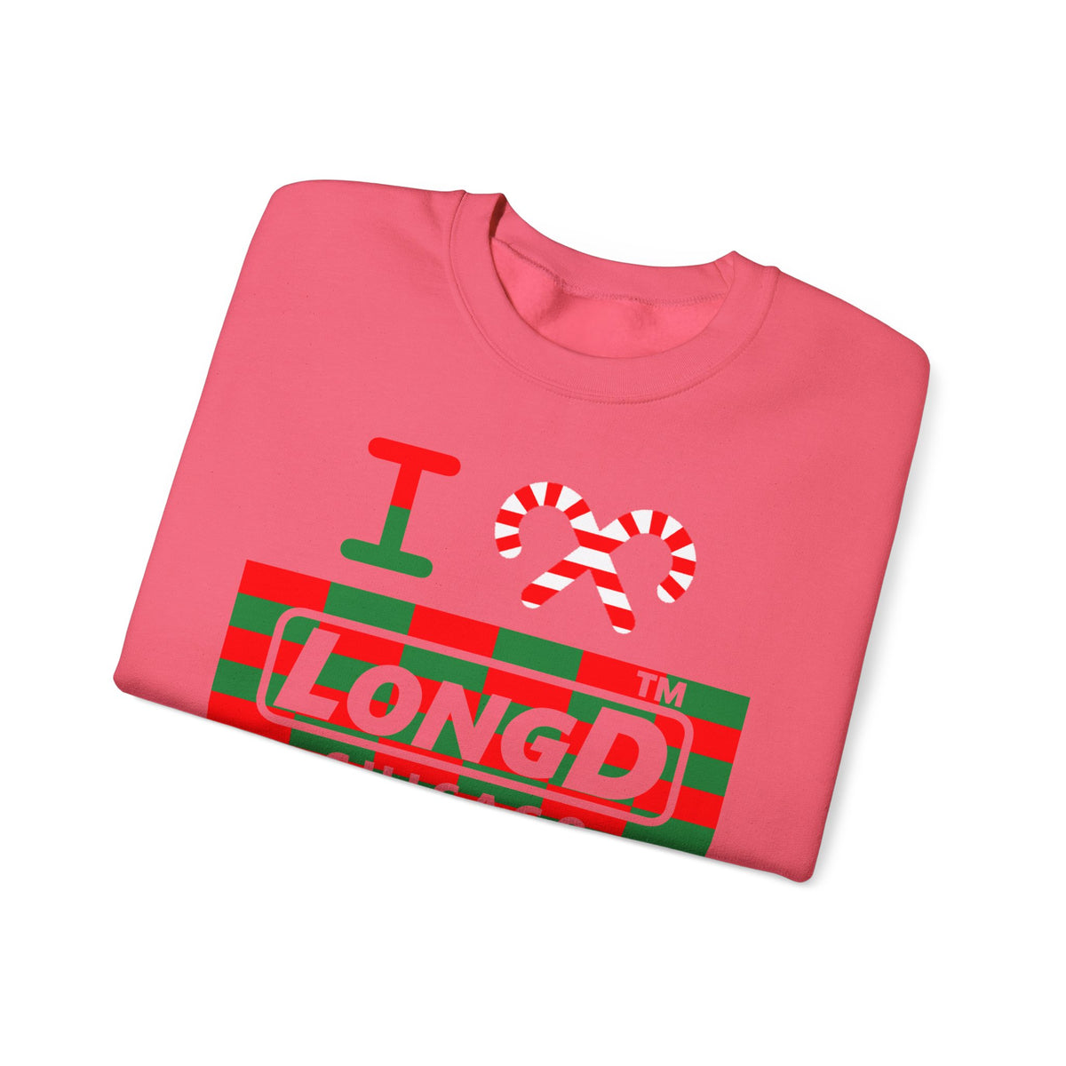 I candy cane LongD Chicago negative tiled logo crewneck sweatshirt