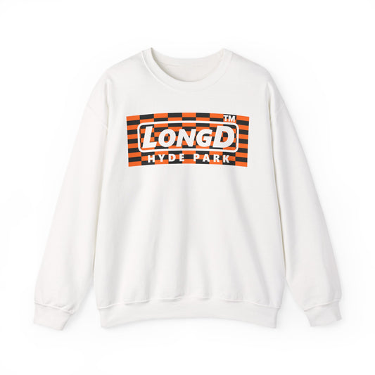 LongD Hyde Park negative tiled logo (Halloween colors) crewneck sweatshirt