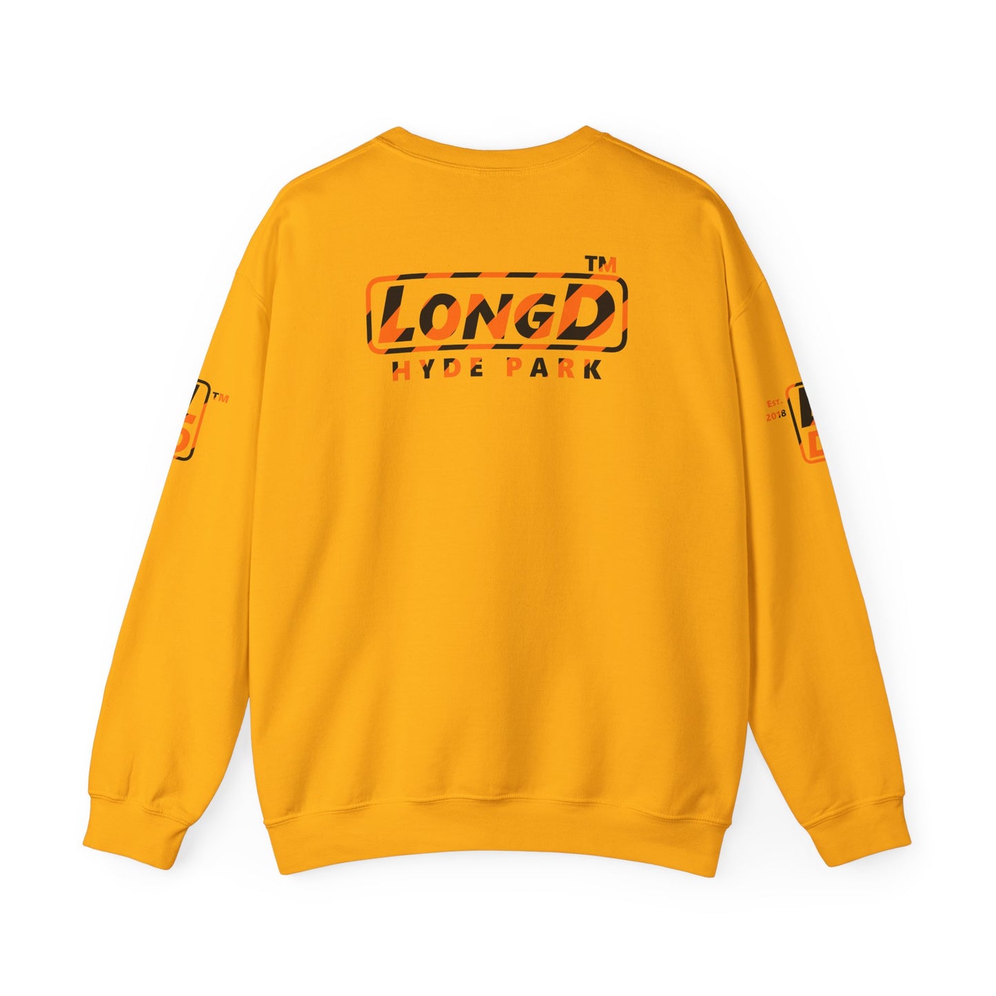 LongD Hyde Park positive 12-striped 4-print logo (Halloween colors) crewneck sweatshirt