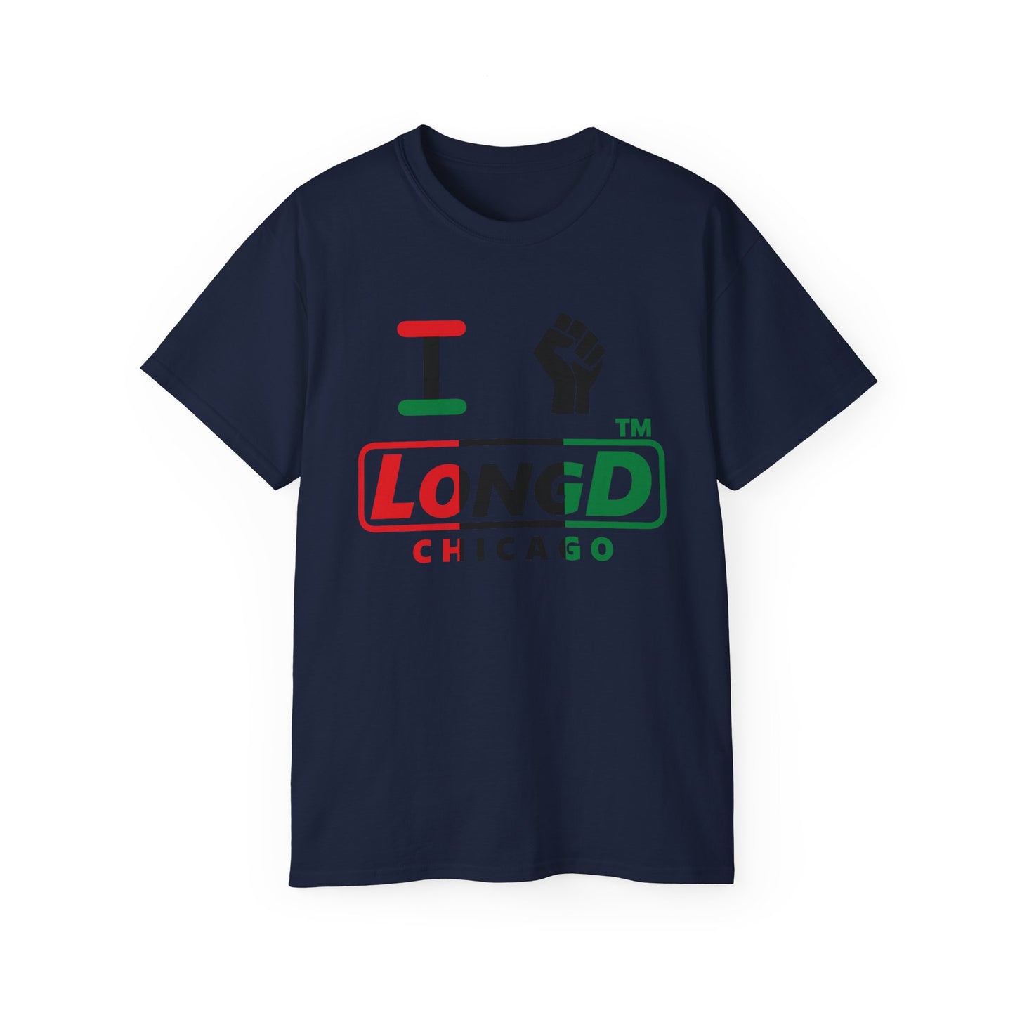I fist LongD positive vertical 3-striped Chicago logo cotton tee