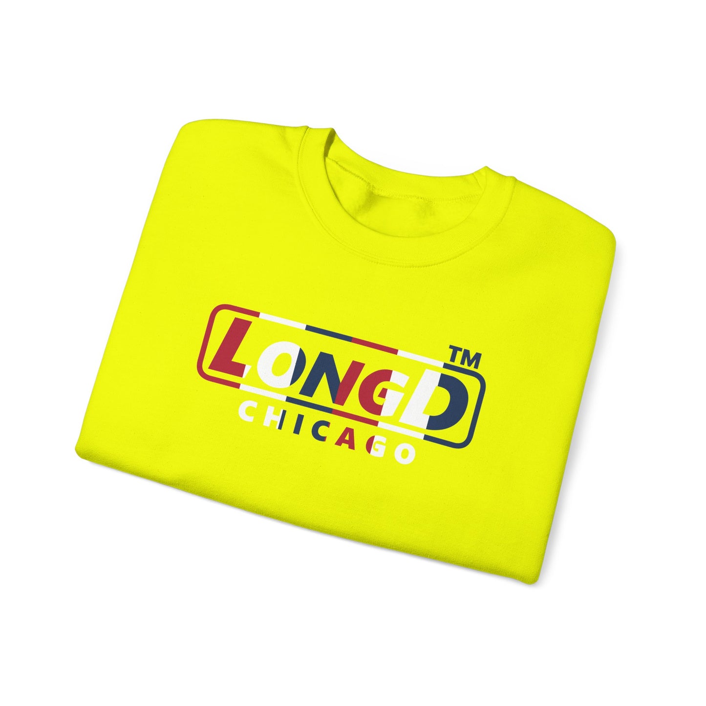 LongD positive vertical 6-striped Chicago logo crewneck sweatshirt (patriotic colors)