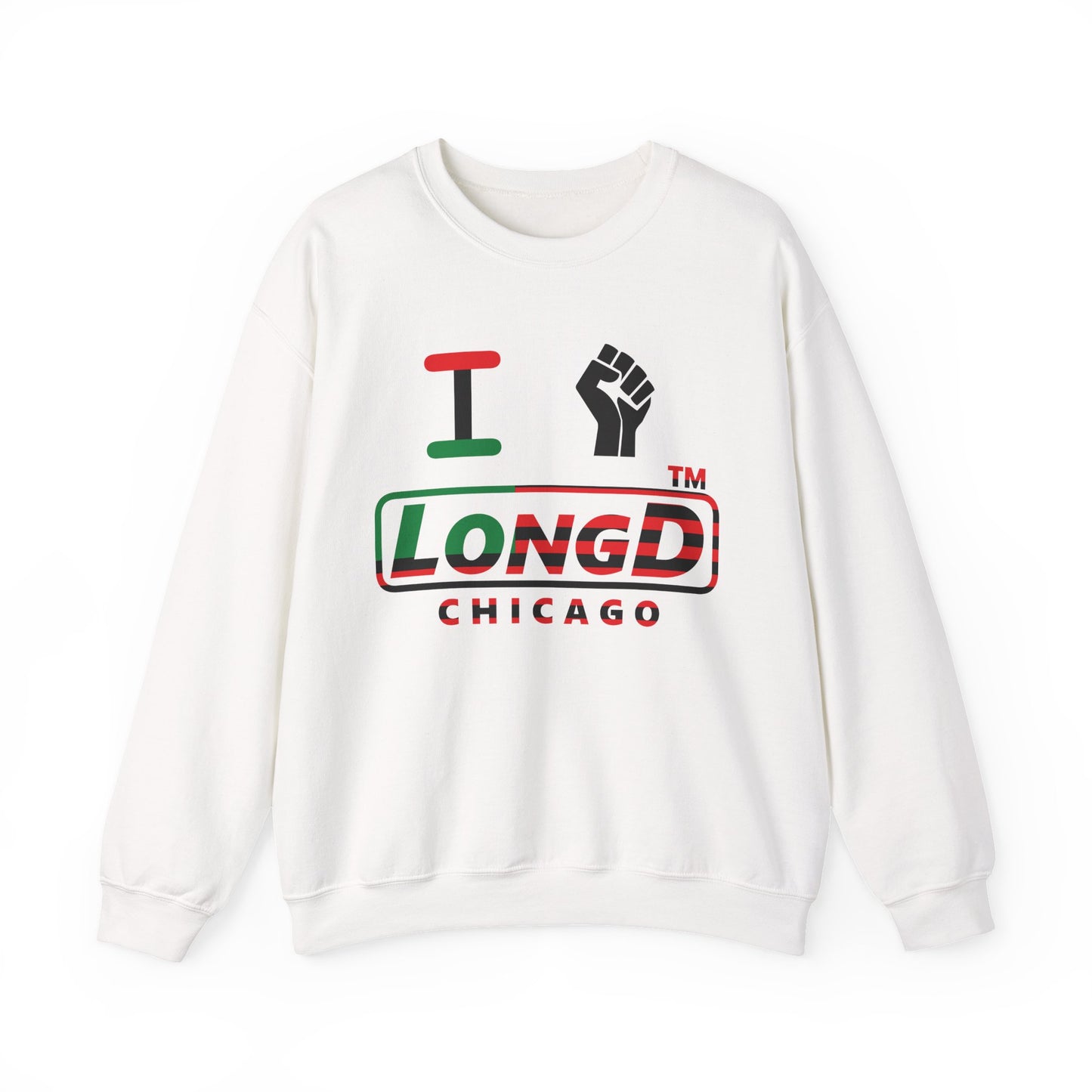 I fist LongD positive flag Chicago logo crewneck sweatshirt