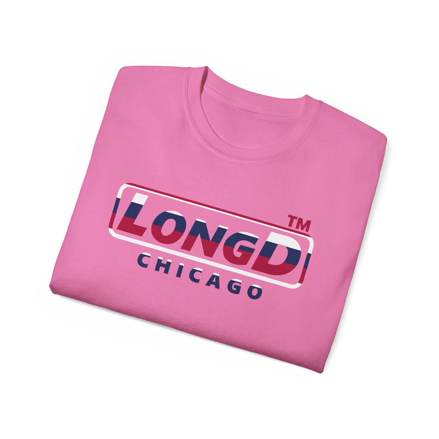 LongD positive horizontal 6-striped Chicago logo cotton tee (patriotic colors)