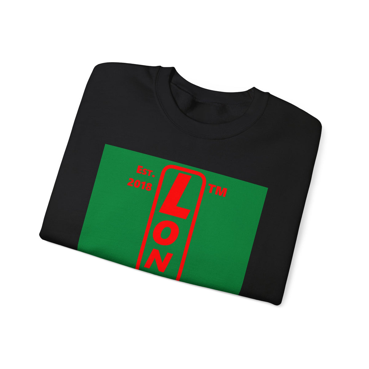 LongD Chicago upright logo positive red on negative green (Xmas colors) crewneck sweatshirt
