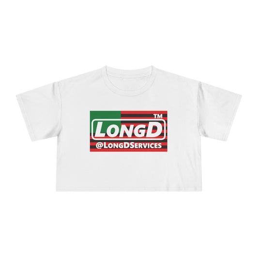 LongD negative flag tag logo crop tee (Juneteenth colors)