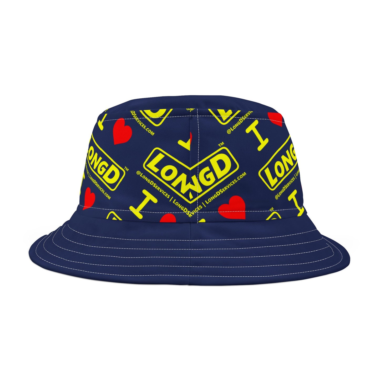 Repeat Grid of I Luv LongD Reverse Logo Bucket Hat