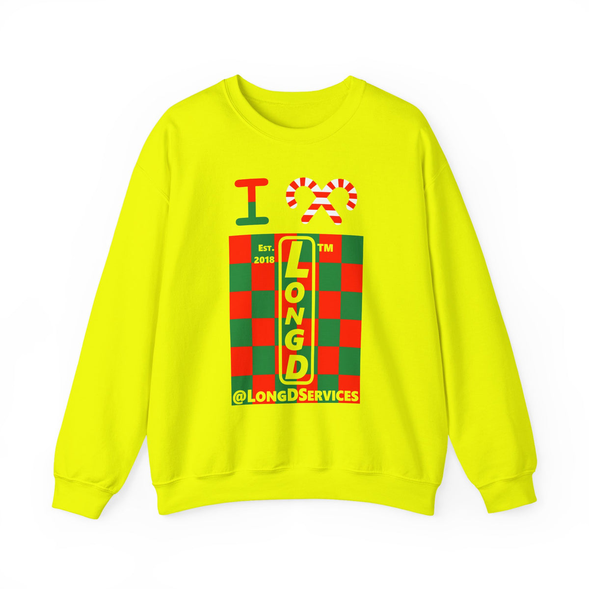 I candy cane LongD Tag negative upright checkered logo crewneck sweatshirt