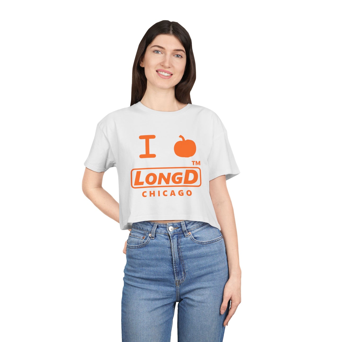 I Pumpkin LongD Logo Crop Tee orange basic Chicago logo