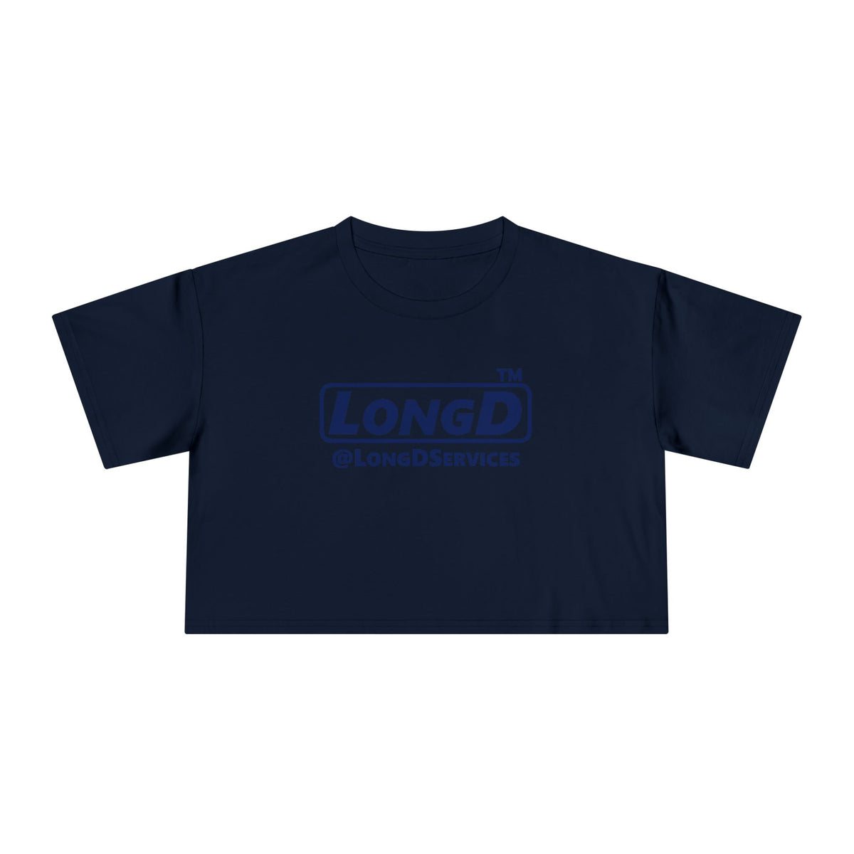 LongD Tag positive basic Navy (002060) logo crop tee