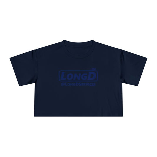 LongD Tag positive basic Navy (002060) logo crop tee