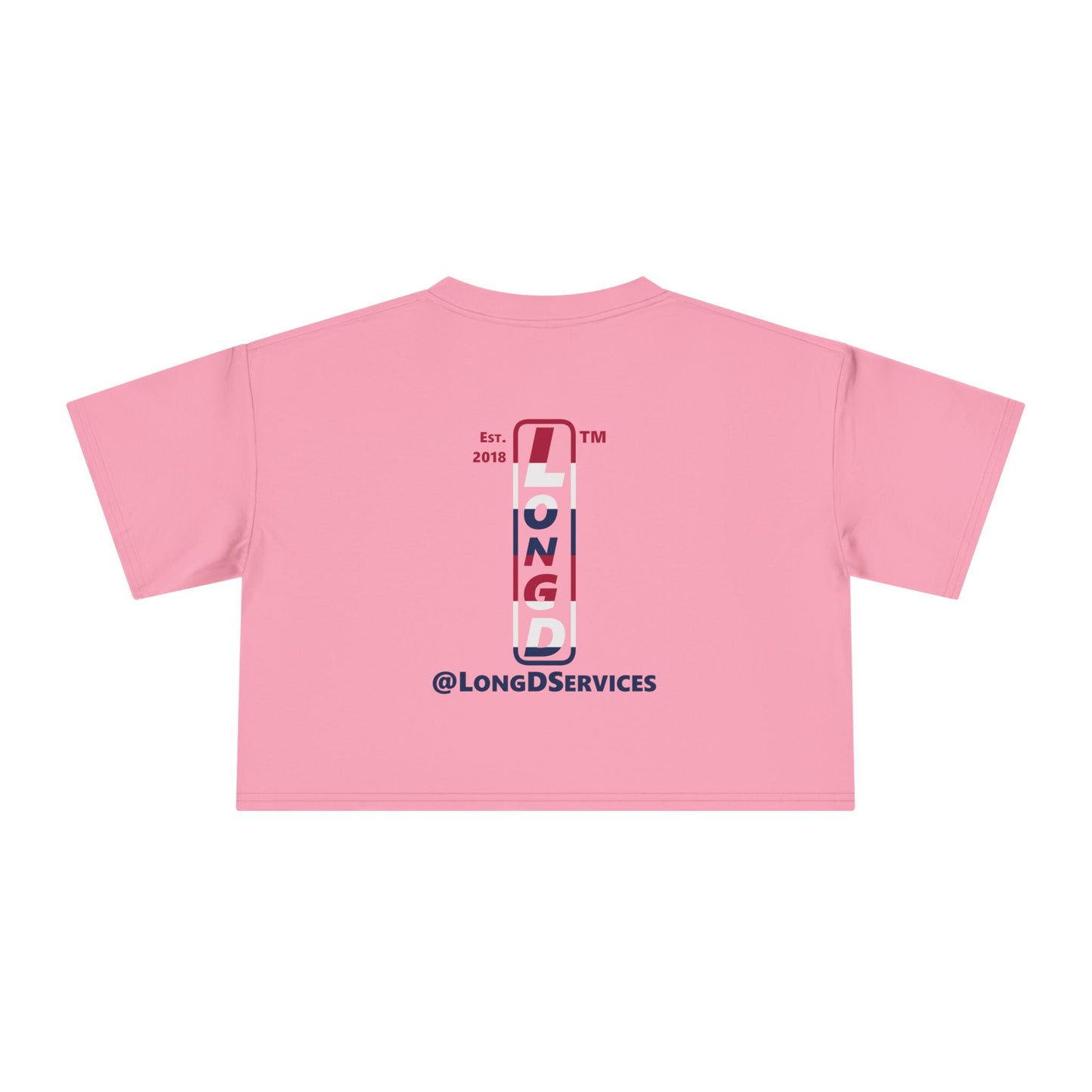 I burst LongD positive horizontal 6-striped single-breasted upright front-back tag logo crop tee
