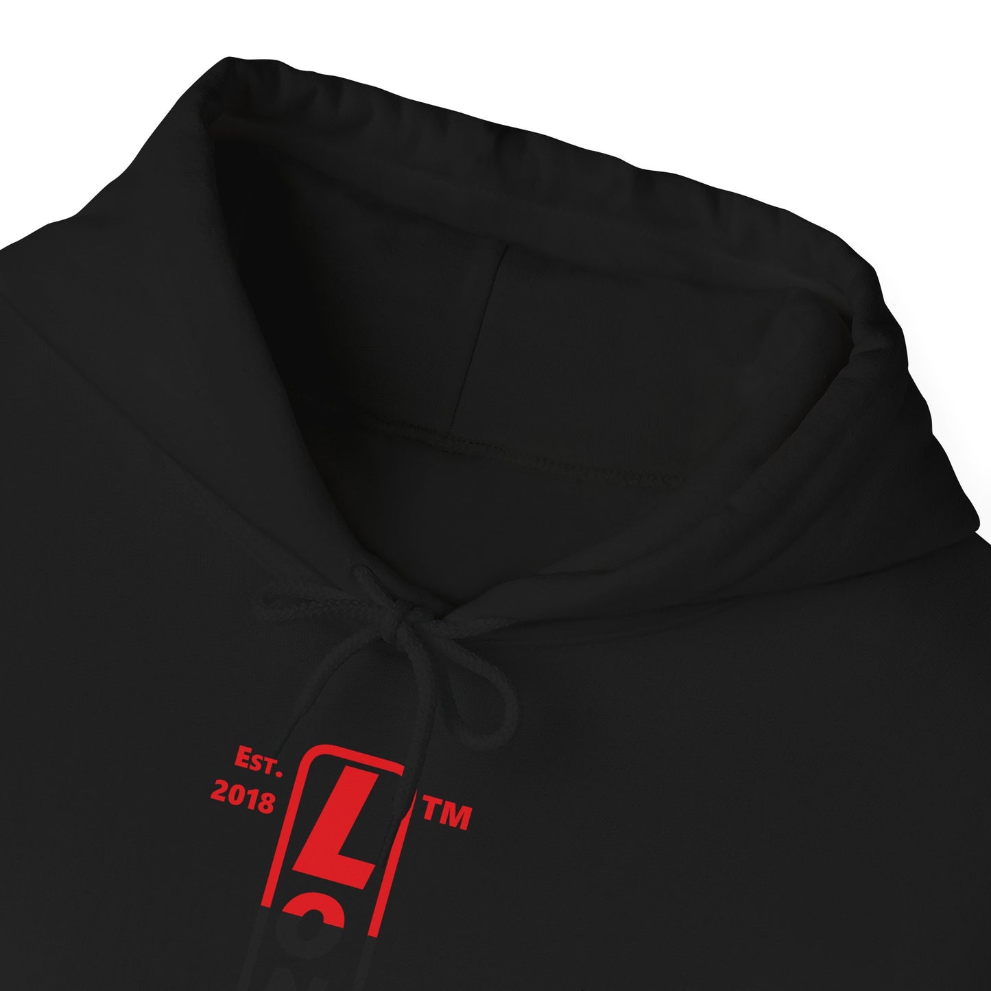 LongD® positive horizontal 3-striped upright Chicago logo hoodie (Juneteenth colors)