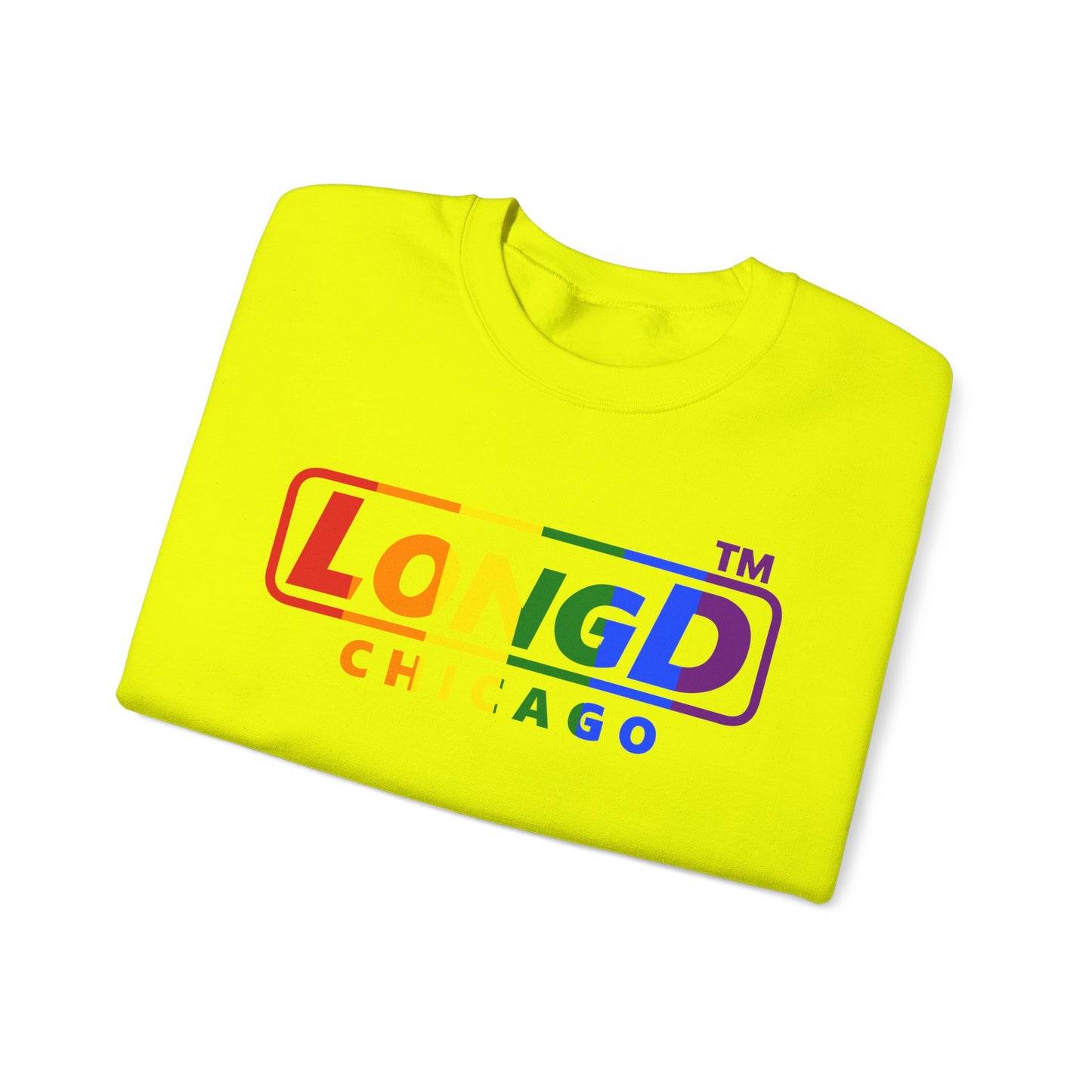 LongD positive vertical striped Chicago logo crewneck sweatshirt (Pride colors)