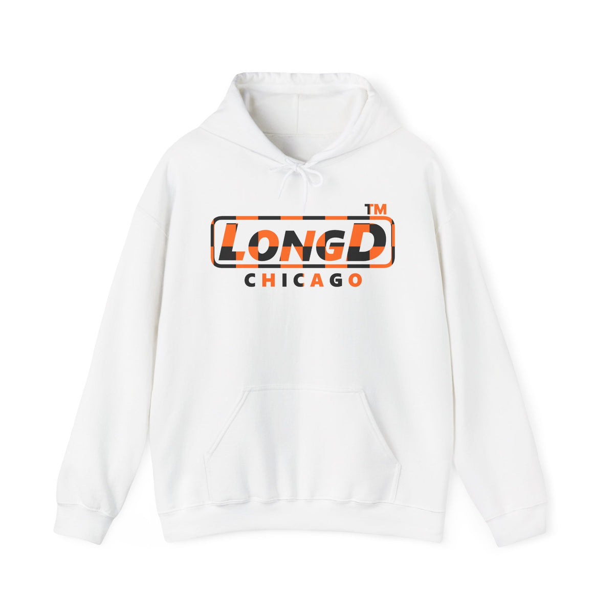 LongD Chicago positive checkered logo (Halloween colors) hoodie