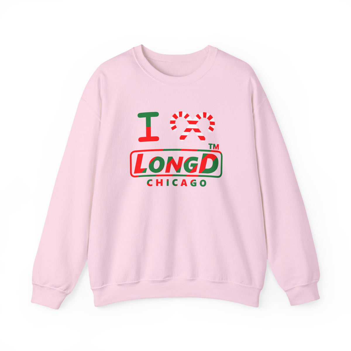 I candy cane LongD Chicago positive pixel-weighted 6-striped logo crewneck sweatshirt