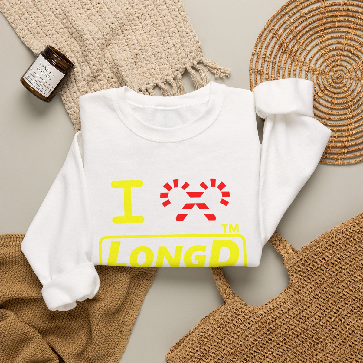 I candy cane LongD Hyde Park positive alternate basic yellow logo crewneck sweatshirt