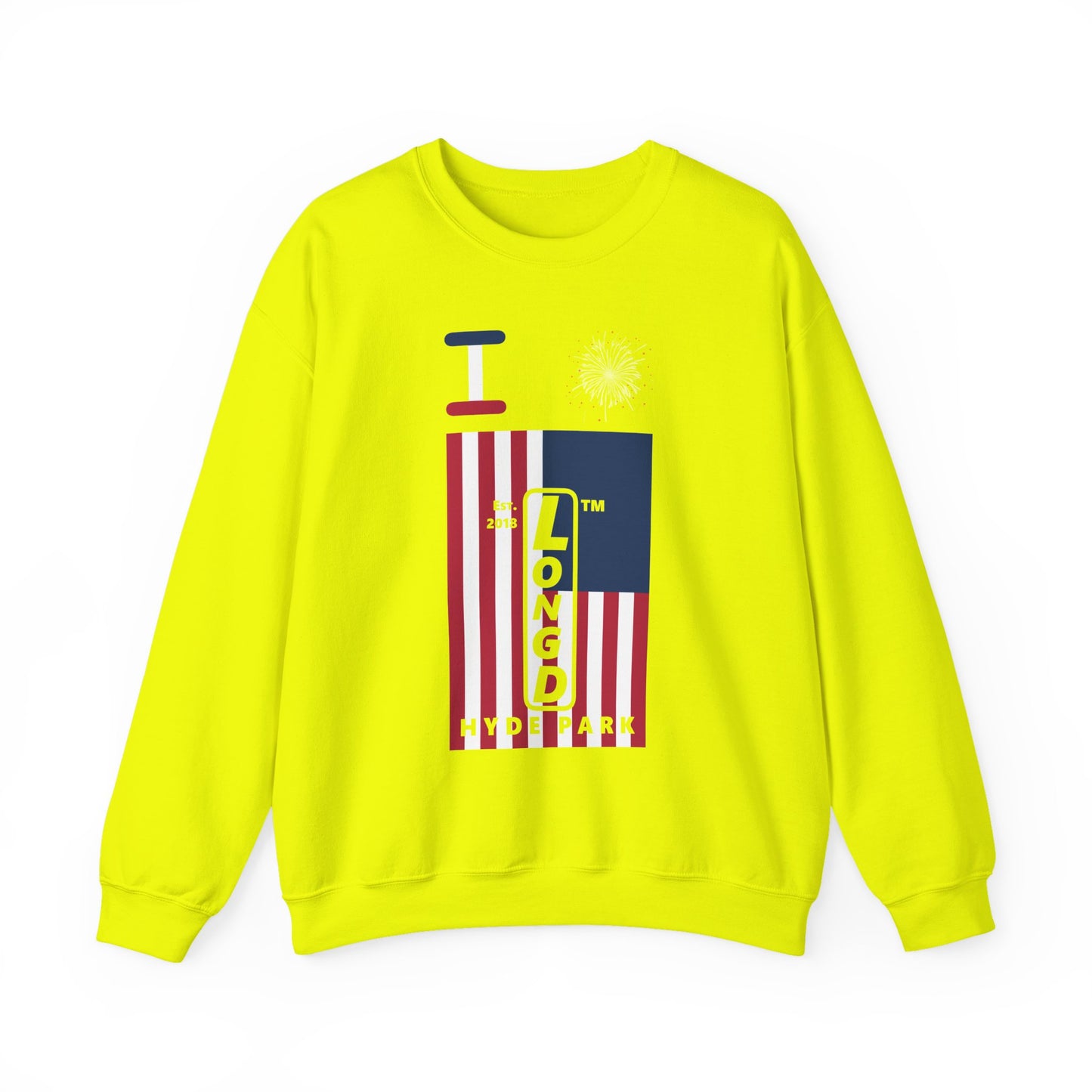 I Burst LongD negative cropped flag Hyde Park upright logo crewneck sweatshirt