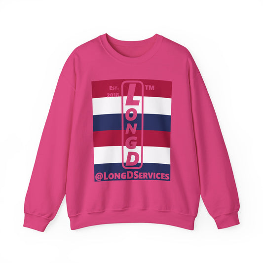 LongD negative horizontal 6-striped tag upright logo crewneck sweatshirt (patriotic colors)
